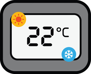 Thermostat Icon &ndash; Temperature Control, Heating and Cooling Device Illustration