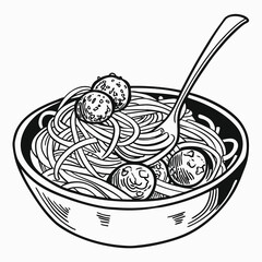 Bowl with Spoon Vector Illustration of Hot Soup or Drink Icon