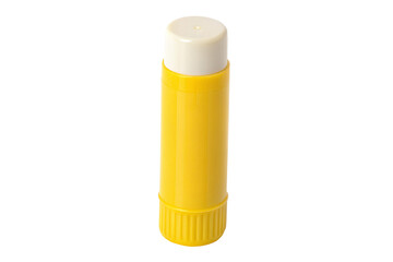 Yellow lip balm tube on isolated background for beauty and skincare skin protection healthy lips