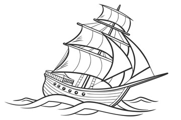 sailing ship isolated on white