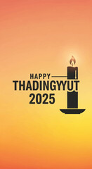 Happy Thadingyut 2025 Festival Celebration with Candle Illustration