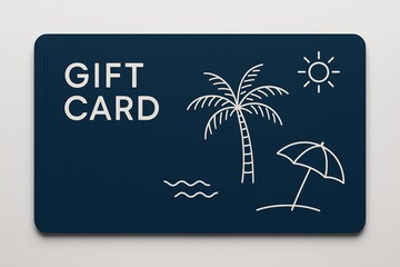 Gift card mock up featuring beach elements and summer vibes for promotional use