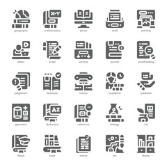 Academic Publishing Icon pack for your website, mobile, presentation, and logo design. Academic Publishing Icon solid design. Vector graphics illustration and editable stroke.