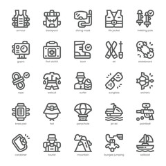 Adventure Sport Icon pack for your website, mobile, presentation, and logo design. Adventure Sport Icon outline design. Vector graphics illustration and editable stroke.