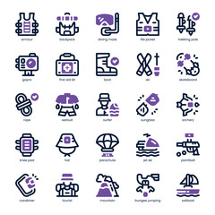 Adventure Sport Icon pack for your website, mobile, presentation, and logo design. Adventure Sport Icon dual tone design. Vector graphics illustration and editable stroke.