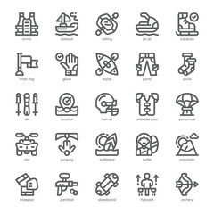 Adventure Sports Icon pack for your website, mobile, presentation, and logo design. Adventure Sports Icon outline design. Vector graphics illustration and editable stroke.