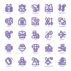 Adventure Sport Icon pack for your website, mobile, presentation, and logo design. Adventure Sport Icon line basic color design. Vector graphics illustration and editable stroke.