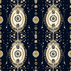 Elegant vintage pattern design textile art dark background ornamental motif decorative elements visual texture for home decor