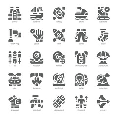 Adventure Sports Icon pack for your website, mobile, presentation, and logo design. Adventure Sports Icon solid design. Vector graphics illustration and editable stroke.