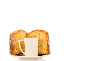 Traditional Easter cake isolated on white background, close-up.