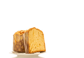 Traditional Easter cake isolated on white background, close-up.