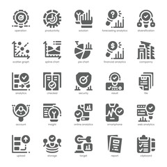 Analytics Icon pack for your website, mobile, presentation, and logo design. Analytics Icon solid design. Vector graphics illustration and editable stroke.
