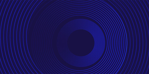 Abstract blue glowing geometric lines on dark blue background. Modern shiny blue circle lines pattern simple art