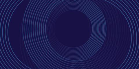 Abstract blue glowing geometric lines on dark blue background. Modern shiny blue circle lines pattern simple art