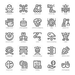 Artificial Intelligence Icon pack for your website, mobile, presentation, and logo design. Artificial Intelligence Icon outline design. Vector graphics illustration and editable stroke.