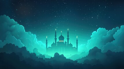 Nighttime mosque silhouette
