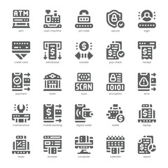 Atm Icon pack for your website, mobile, presentation, and logo design. Atm Icon solid design. Vector graphics illustration and editable stroke.
