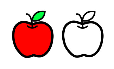 Simple flat vector apple icons with outline