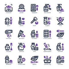 Cosmetic Icon pack for your website, mobile, presentation, and logo design. Cosmetic Icon dual tone design. Vector graphics illustration and editable stroke.