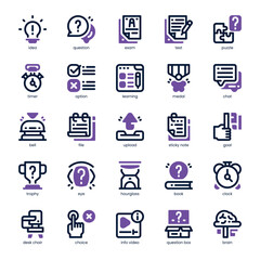 Exam and Test Icon pack for your website, mobile, presentation, and logo design. Exam and Test Icon dual tone design. Vector graphics illustration and editable stroke.