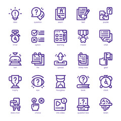 Exam and Test Icon pack for your website, mobile, presentation, and logo design. Exam and Test Icon line basic color design. Vector graphics illustration and editable stroke.