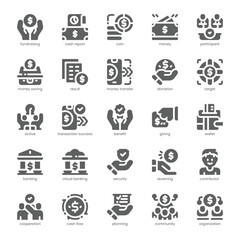 Fundraising Icon pack for your website, mobile, presentation, and logo design. Fundraising Icon solid design. Vector graphics illustration and editable stroke.