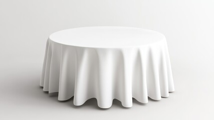 Empty white tablecloth round table