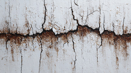 Obraz premium White surface with cracks and rust showing texture and age