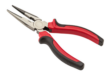 Obraz premium Long nose pliers tool with red handle for grip and precision in DIY and professional projects