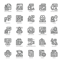 Learning Workshop Icon pack for your website, mobile, presentation, and logo design. Learning Workshop Icon outline design. Vector graphics illustration and editable stroke.