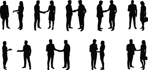 Business people silhouette, teamwork, communication, handshake, corporate meeting, professional interaction, office discussion, negotiation, partnership, collaboration,