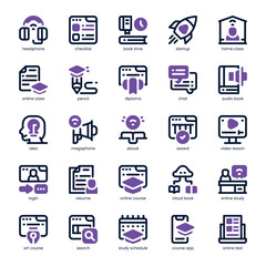 Online Course Icon pack for your website, mobile, presentation, and logo design. Online Course Icon dual tone design. Vector graphics illustration and editable stroke.