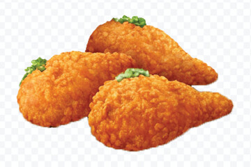 realistic 3d delicious fast food icons (fried chicken,  pizza slice , french fries ) set isolated on transparent background