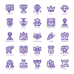 Reward Icon pack for your website, mobile, presentation, and logo design. Reward Icon line basic color design. Vector graphics illustration and editable stroke.