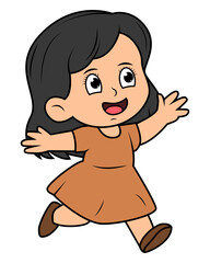 Cute Little Girl Cartoon Illustration