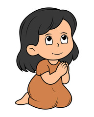 Cute Little Girl Cartoon Illustration