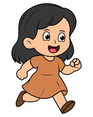 Cute Little Girl Cartoon Illustration