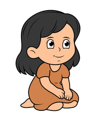 Cute Little Girl Cartoon Illustration