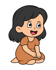 Cute Little Girl Cartoon Illustration