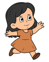 Cute Little Girl Cartoon Illustration