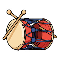 Traditional korean drum, also known as janggu, with two drumsticks