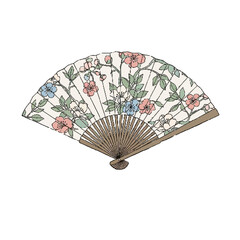 Elegant folding fan adorned with delicate floral patterns