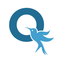 Bird Logo combine with letter Q vector template