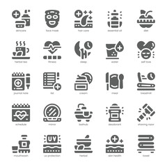 Selfcare Routine Icon pack for your website, mobile, presentation, and logo design. Selfcare Routine Icon solid design. Vector graphics illustration and editable stroke.