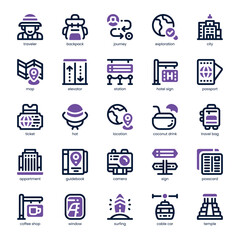Solo Travel Icon pack for your website, mobile, presentation, and logo design. Solo Travel Icon dual tone design. Vector graphics illustration and editable stroke.