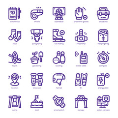 Sport And Activity Icon pack for your website, mobile, presentation, and logo design. Sport And Activity Icon line basic color design. Vector graphics illustration and editable stroke.