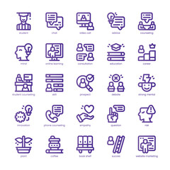 Student Counseling Icon pack for your website, mobile, presentation, and logo design. Student Counseling Icon line basic color design. Vector graphics illustration and editable stroke.