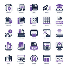 Thesis Preparation Icon pack for your website, mobile, presentation, and logo design. Thesis Preparation Icon dual tone design. Vector graphics illustration and editable stroke.