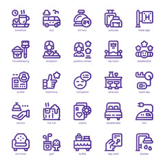 Travel Review Icon pack for your website, mobile, presentation, and logo design. Travel Review Icon line basic color design. Vector graphics illustration and editable stroke.