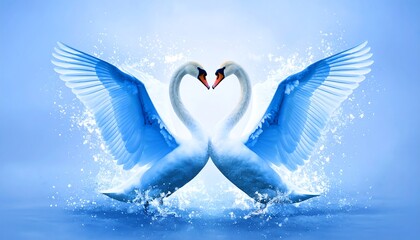 Two Swans Love Heart Shape